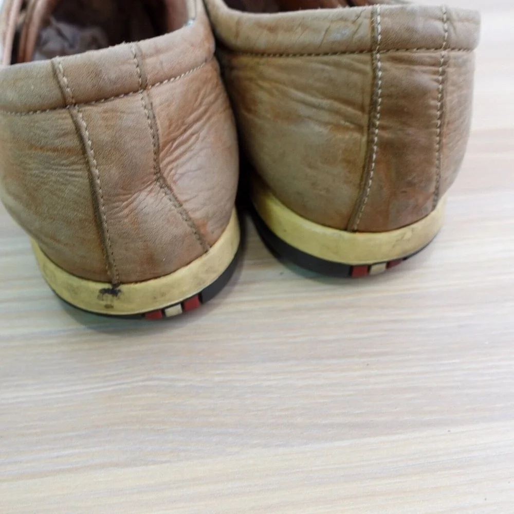 Japanese Whipstitch Boat Shoes Mens 9 Camel Leather Moc Blucher NEORHYTHM TOKYO